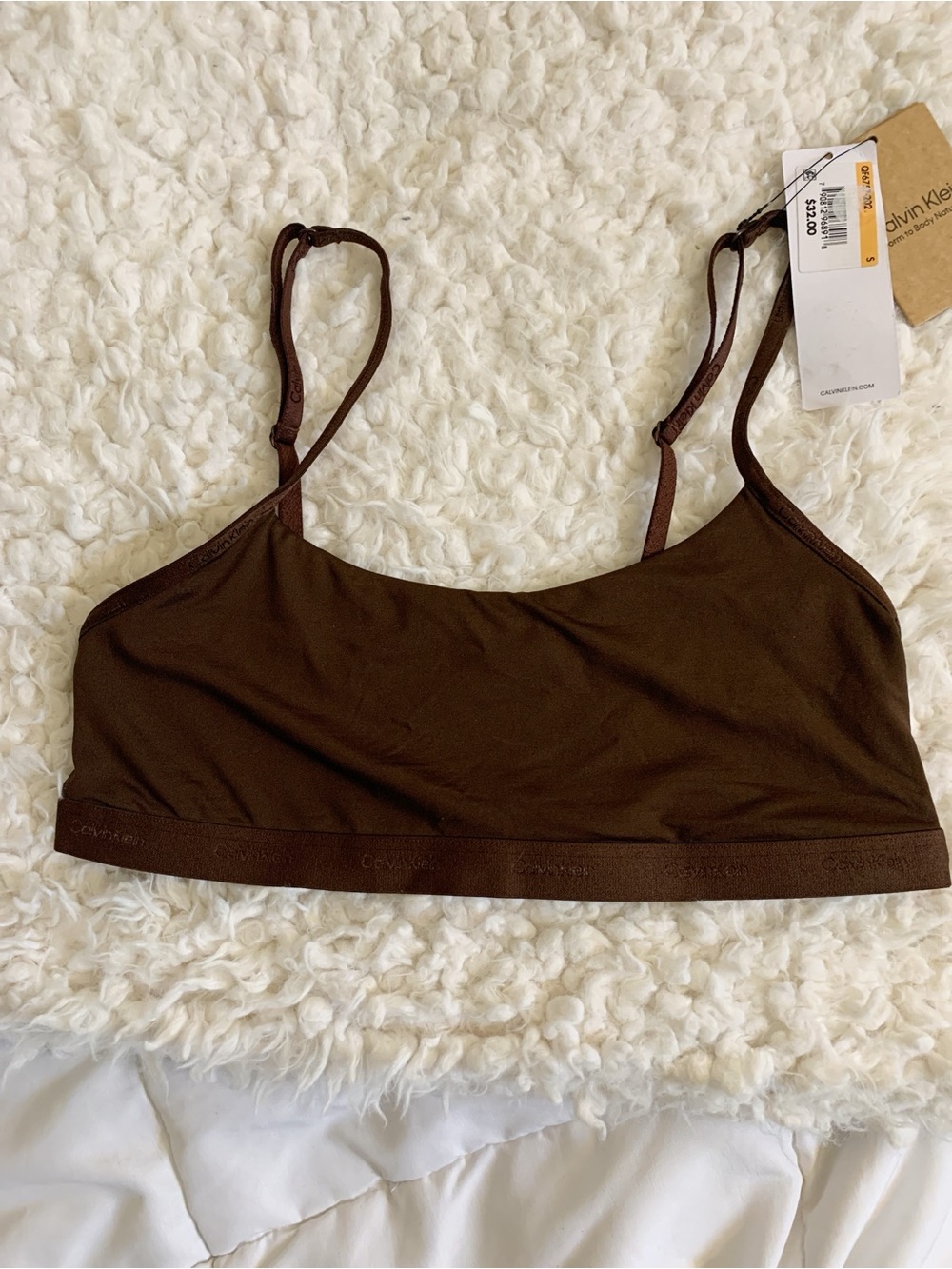 Calvin Klein Form to Body Naturals Umber Brown Seamless Bralette 2-Way Strap